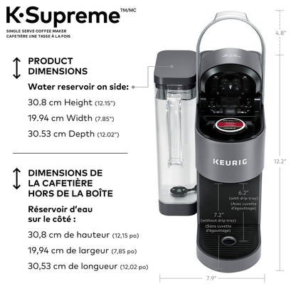 Keurig K-Supreme Single Serve K-Cup Pod Coffee Maker, With MultiStream Technology, Grey, 17.913in x 7.047in x 14.409in 🍁 All In One Marketplace Canada