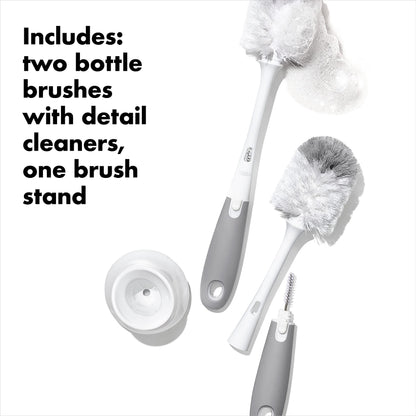 OXO Tot Bottle Brush with Nipple Cleaner and Stand – Gray, 2-Pack 🍁 All In One Marketplace Canada
