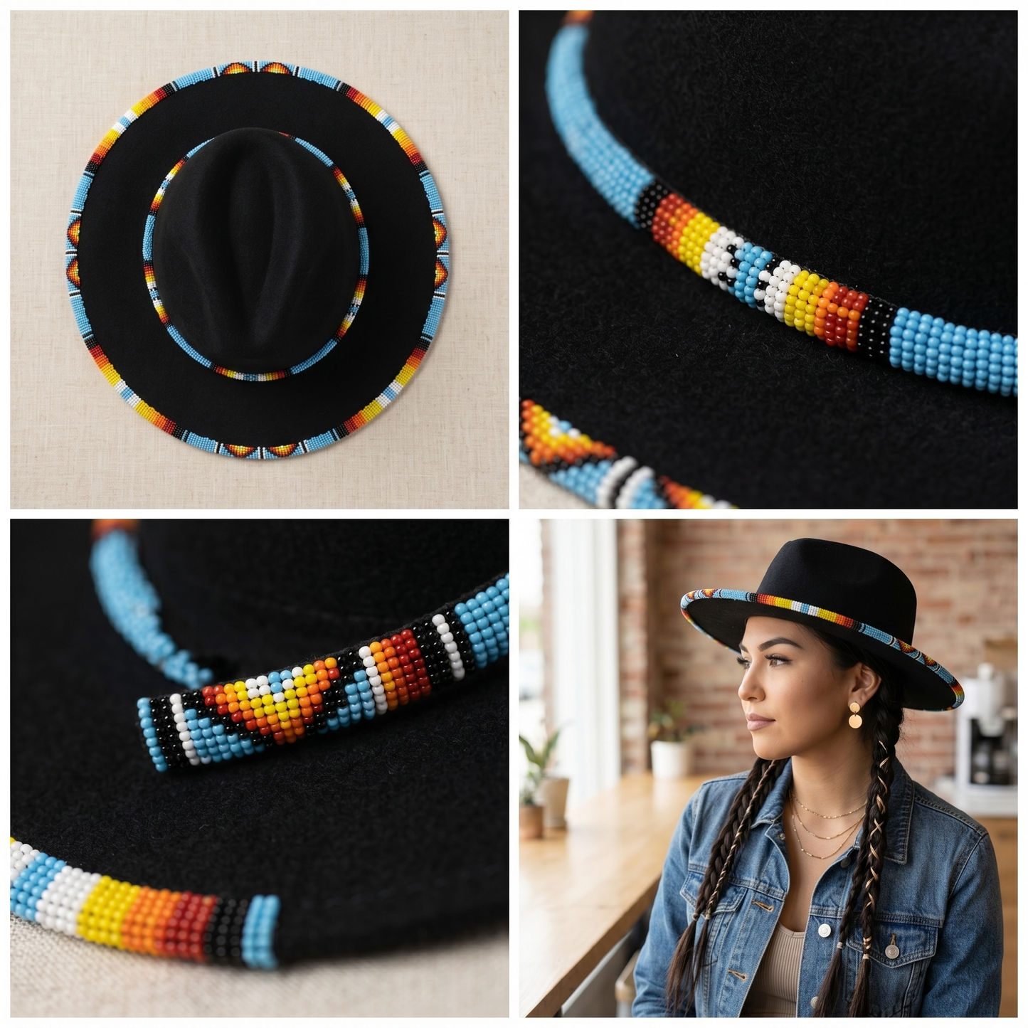 Size-62 Handmade Beaded Hat