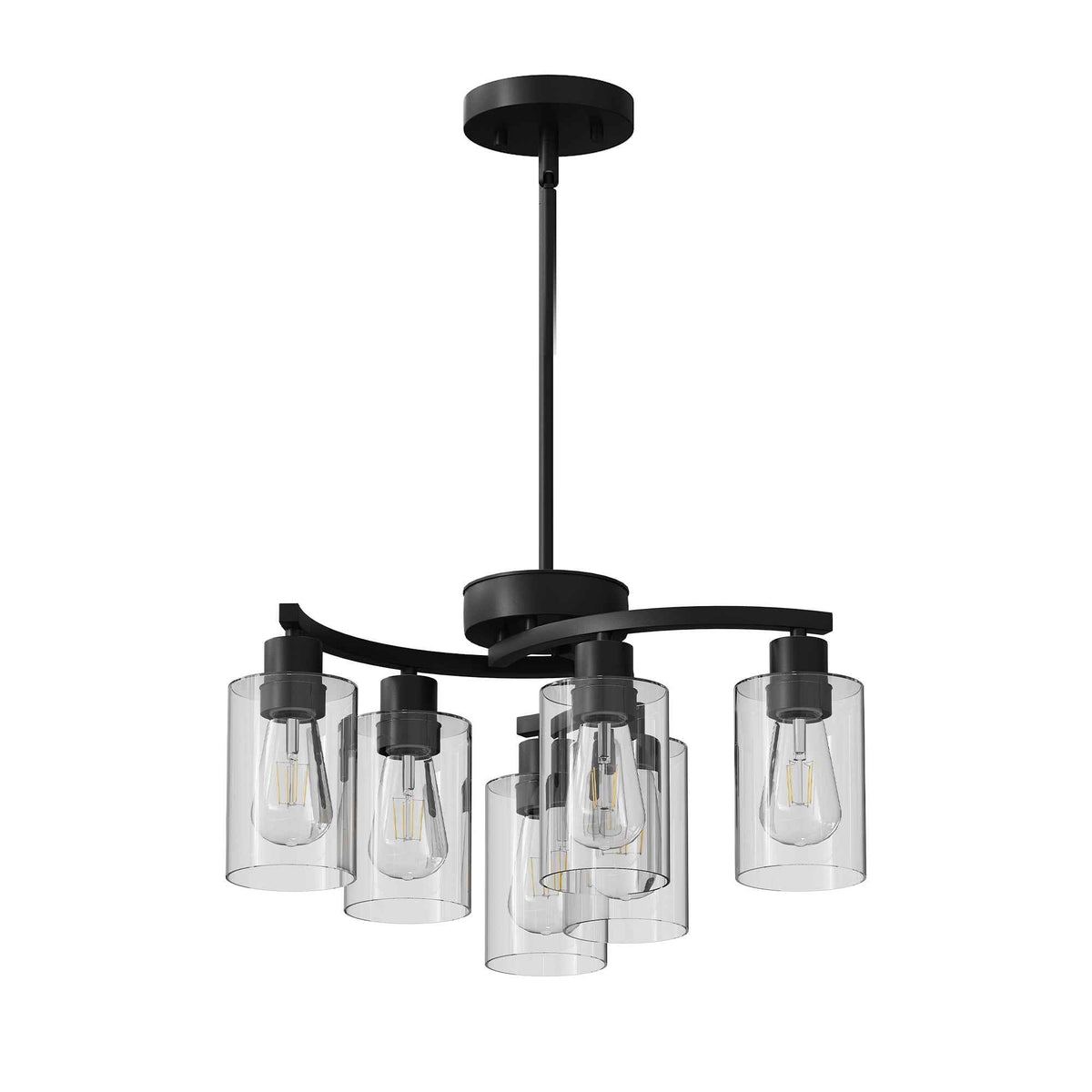 6-Light Modern Farmhouse Black Chandelier (United States Delivery Only)