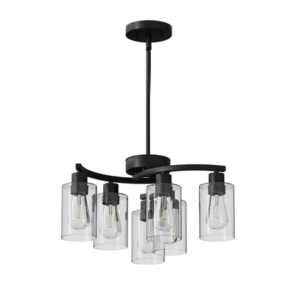 6-Light Modern Farmhouse Black Chandelier (United States Delivery Only)