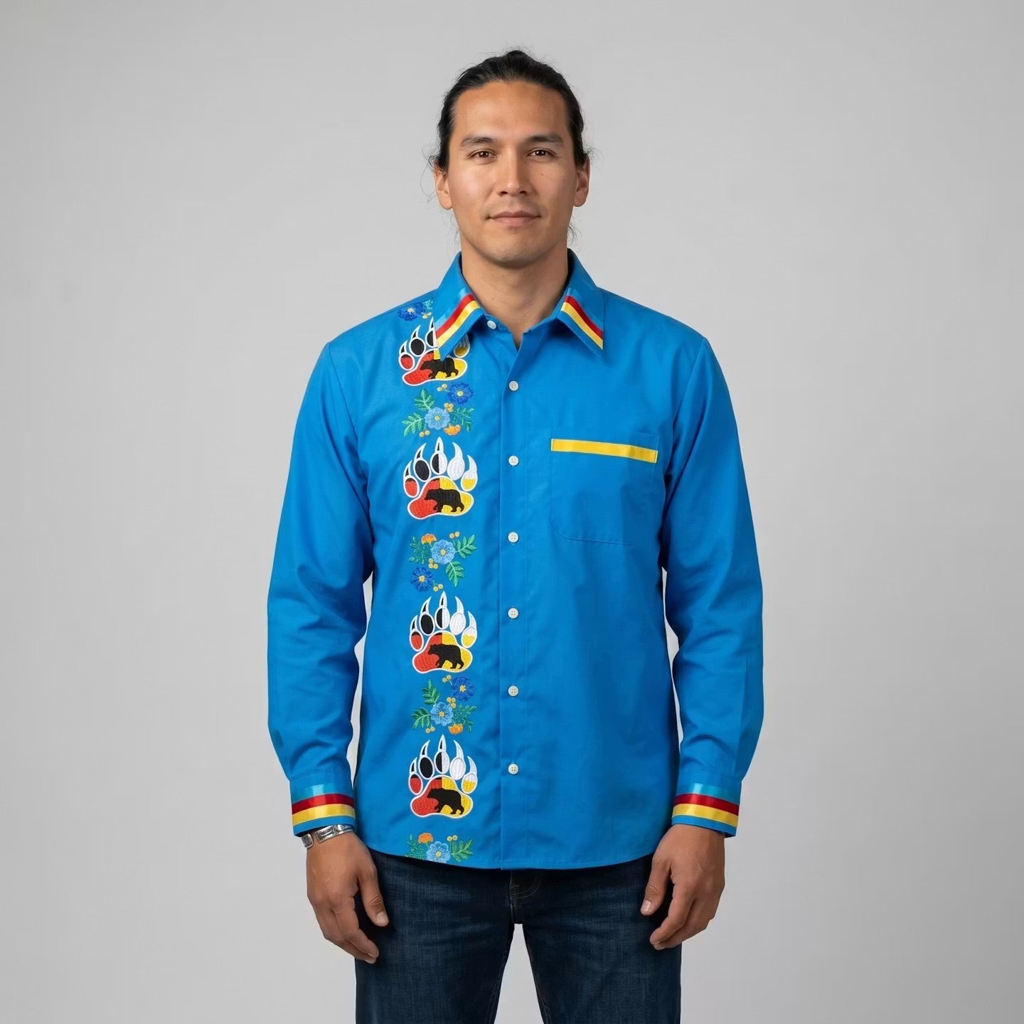 Embroidered Ribbon Shirt (Bear Paw)