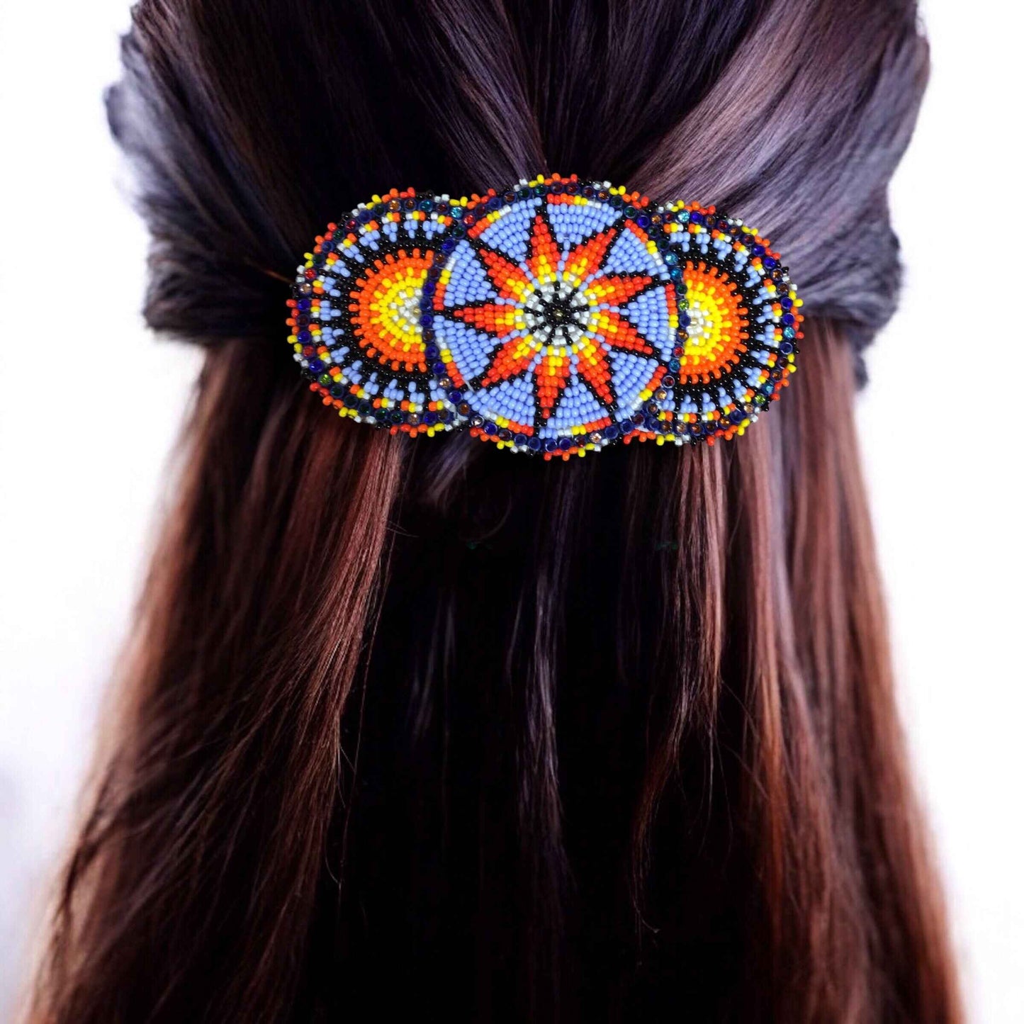 Light Blue Native American Beaded Barrettes