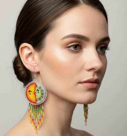 Silver Sun & Moon Beaded Fringe