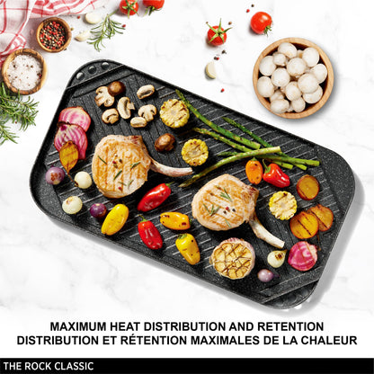 Starfrit The Rock 50x28cm (19.7" x 11") Non-Stick Reversible Grill & Griddle - Durable Forged Aluminum - Oven Safe - PFOA Free - Easy to Clean - Black 🍁 All In One Marketplace Canada