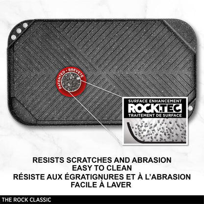 Starfrit The Rock 50x28cm (19.7" x 11") Non-Stick Reversible Grill & Griddle - Durable Forged Aluminum - Oven Safe - PFOA Free - Easy to Clean - Black 🍁 All In One Marketplace Canada