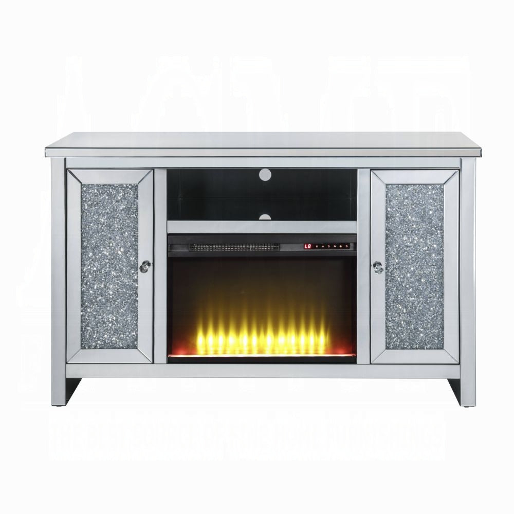 Brilliance-II Luxury Mirrored TV Stand/Fireplace - Clear