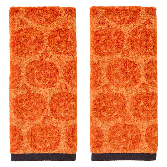 SKL Home Halloween Jack O Lantern Hand Towel 2 pc Set for Bath/Kitchen/Bar & Gift
