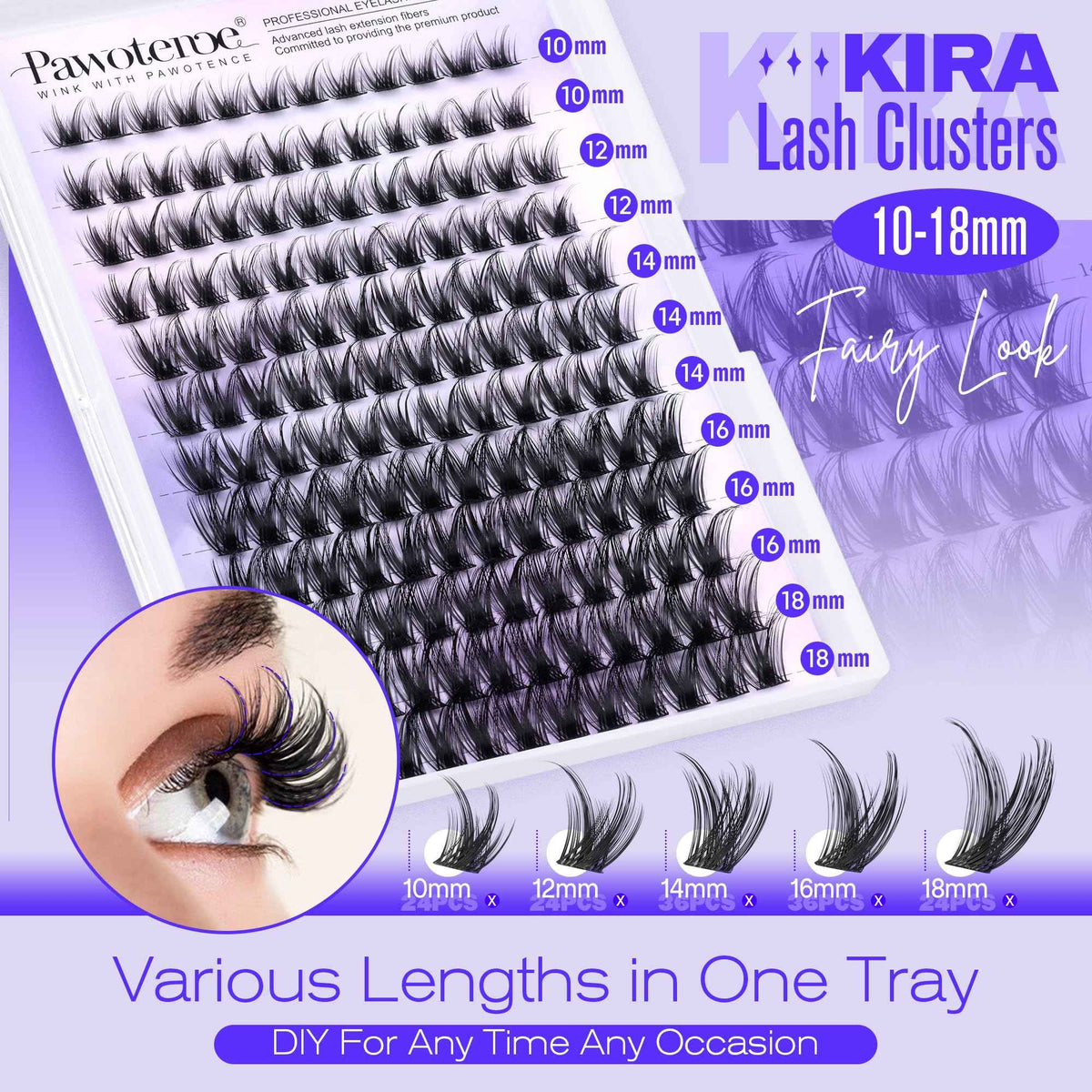 Pawotence Lash Clusters Wispy Cluster Eyelash Extensions 10-18mm Individual Lashes D Curl Cluster Lashes Extension DIY Soft Comfortable Eyelash Clusters with Thin Band 🍁 All In One Marketplace Canada