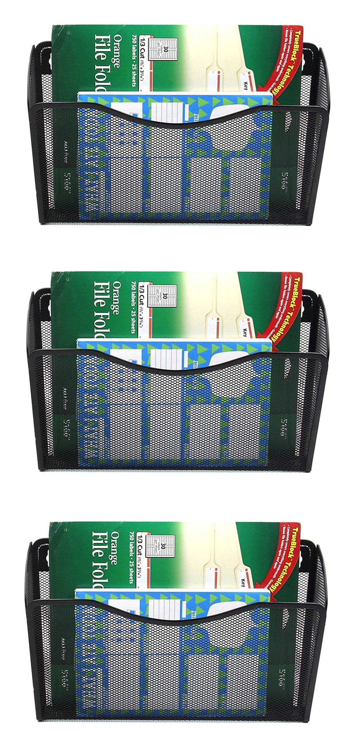 EASEPRES 3 Pack Mesh Wall Mounted File Holder Organizer Metal Hanging Vertical Paper Mails Rack Storage Wire Single Document Filling Holder Pocket for Office and Home, Black 🍁 All In One Marketplace Canada