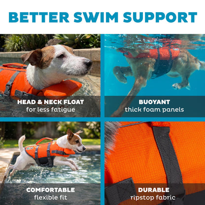 Outward Hound Granby Splash Dog Life Jacket with Handle, Reflective Floating Vest for Swimming & Boating, Maximum Buoyancy, All Skill Levels, Small Dogs & Puppies (16–20" Girth), Orange, Small 🍁 All In One Marketplace Canada