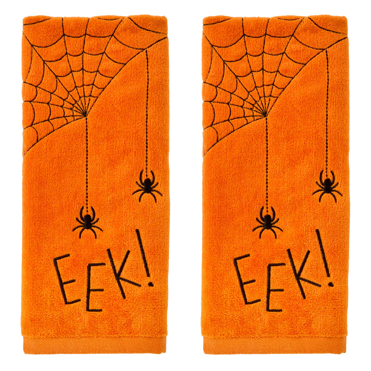 SKL Home Halloween Eek Hand Towel 2 pc Set for Bath/Kitchen/Bar & Gift
