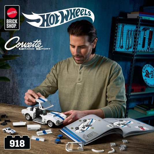 Mattel Brick Shop Hot Wheels Elite Series Building Set, Corvette Grand Sport with 918 Pieces, Realistic Details and Custom Decals, Adult Collectors and Kids Ages 10+ 🍁 All In One Marketplace Canada