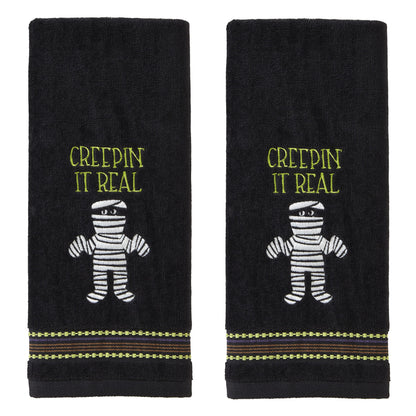 SKL Home Halloween Creepin' Real Glow-in-The-Dark Hand Towel Set for Bath/Kitchen/Bar & Gift, 2 Count