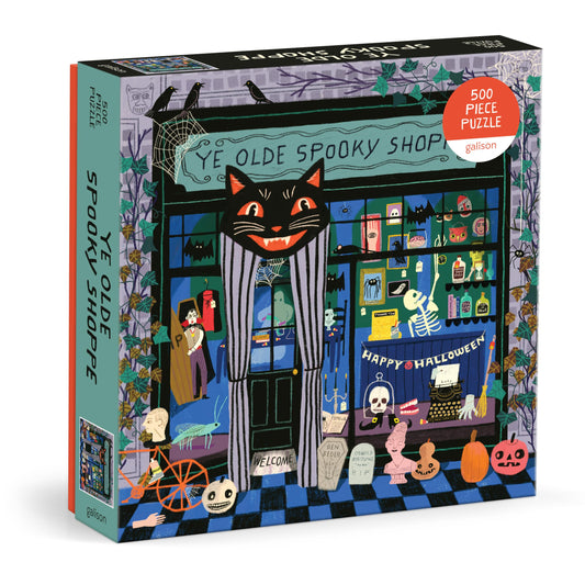 Galison Ye Olde Spooky Shoppe Puzzle – 500 Piece Halloween Puzzle Featuring Vintage Inspired Spooky Storefront