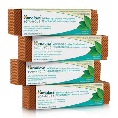 Himalaya Botanique Complete Care Whitening Toothpaste, Simply Mint, Natural, Fluoride-Free, SLS Free, Carrageenan Free & Gluten Free, Vegan, 150 g (5.29 oz), 4 Pack 🍁 All In One Marketplace Canada