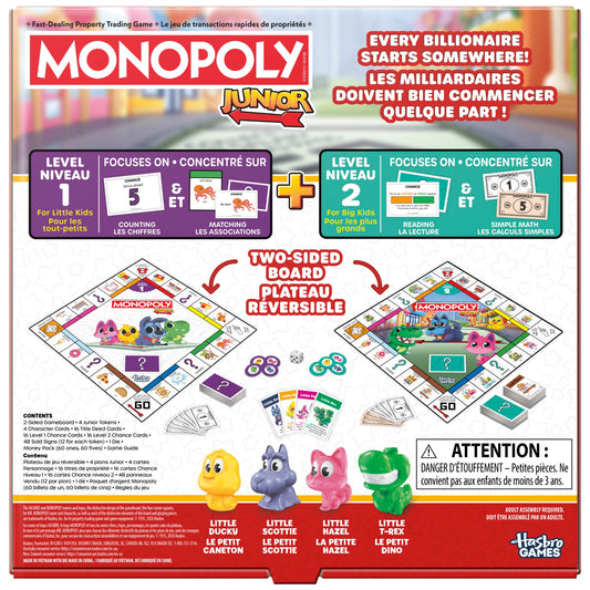 Monopoly Junior Board Game | 2 Games in 1 for Younger Kids, 2-Sided Board | Ages 4+ | 2 - 4 Players | 20 Mins. | Gifts for Preschoolers (English & French Version) 🍁 All In One Marketplace Canada