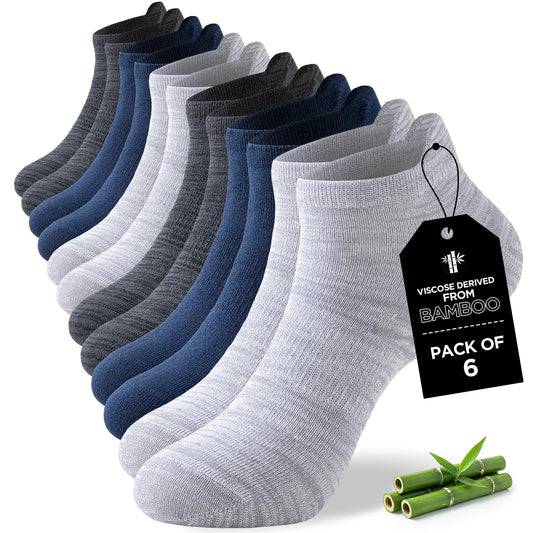 Niorasen Ankle Socks for Men Women, 6 Pairs Bamboo Rayon Breathable Sports Low Cut, Multicolor Size 6-8 9-11 12-14, Multicolor, 9-11 🍁 All In One Marketplace Canada