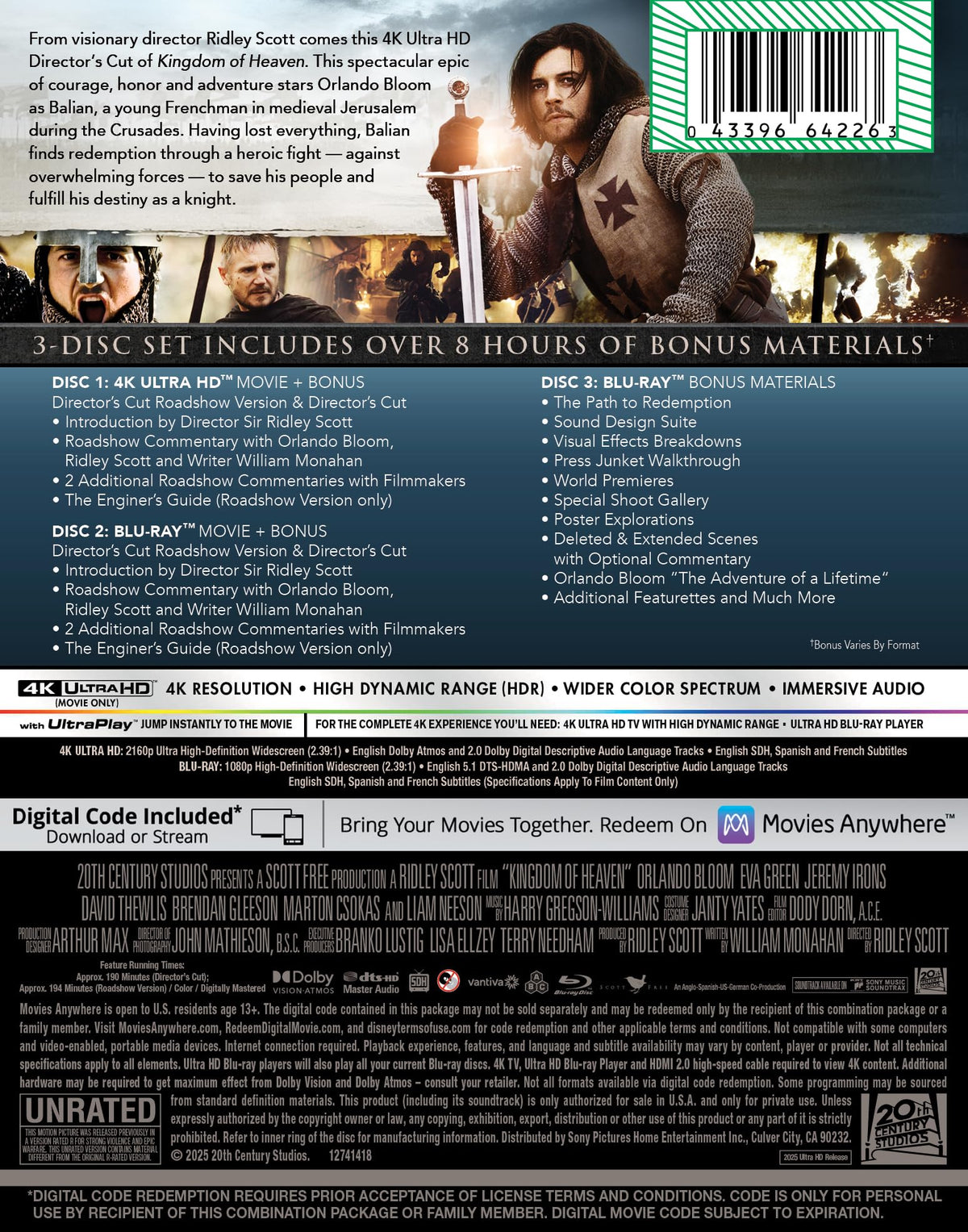 Kingdom of Heaven (4k) (Dir) (Stbk) (Wbr) (Anam) [Blu-ray] 🍁 All In One Marketplace Canada