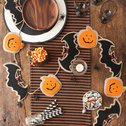 DII Fall Home & Party Décor Spooky Halloween Decorations Indoor & Front Porch, Garland, 72-Inch Length, Bat & Pumpkin