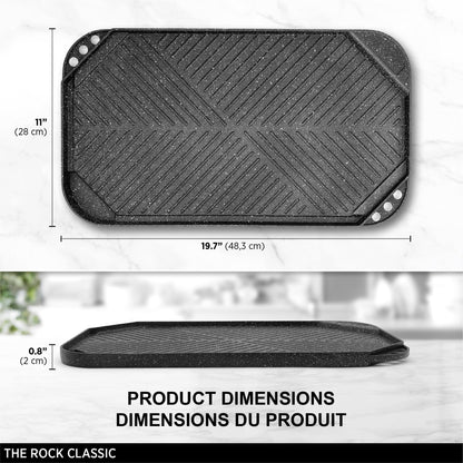 Starfrit The Rock 50x28cm (19.7" x 11") Non-Stick Reversible Grill & Griddle - Durable Forged Aluminum - Oven Safe - PFOA Free - Easy to Clean - Black 🍁 All In One Marketplace Canada