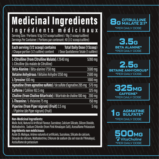 Batch 27 Pre Workout Powder - Nitric Oxide Booster & Preworkout for Men and Women w/Citrulline, Beta Alanine, Caffeine for Enhanced Energy, Endurance, & Reduced Fatigue - 40 Servings, Blue Slushie 🍁 All In One Marketplace Canada