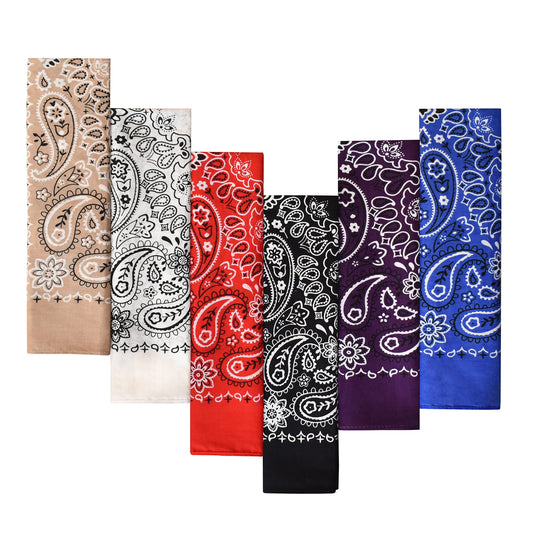 6-Pack Large Cotton Bandana - Paisley, 22x22 In, Assorted Dark Colors - Cowboy Head Bandanna Scarf Handkerchief Mouchoir- Gifts for Men Women and All 🍁 All In One Marketplace Canada
