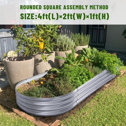 Land Guard Galvanized Raised Garden Bed Kit, Galvanized Planter Raised Garden Boxes Outdoor, Oval Large Metal Raised Garden Beds for Vegetables…… 🍁 All In One Marketplace Canada