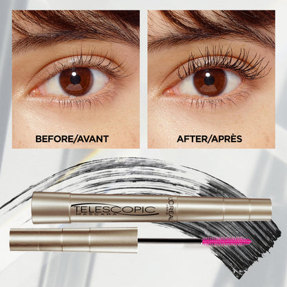 L'Oreal Paris Telescopic Waterproof Mascara, Eyelash Lengthening Mascara, Unique Non-Clumping Formula, Delivers Intense Length, For Sensitive Eyes, Black, 8 ml 🍁 All In One Marketplace Canada