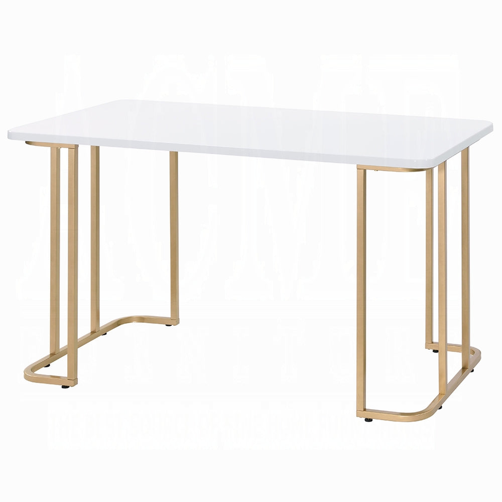 Laire Elegant High Gloss Multi-Purpose Desk - White/Gold