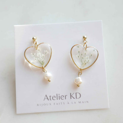 Boucles d'oreilles Perla - coeur (moyen)