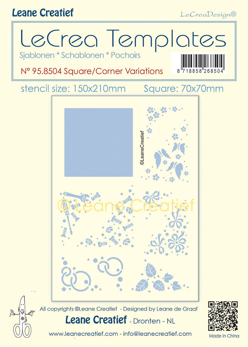 Stencil Square-Corner Variations, Size Stencil 150x210mm, Ø 70mm