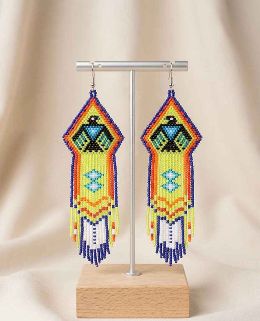 Beaded thunderbird earrings ( Blue )