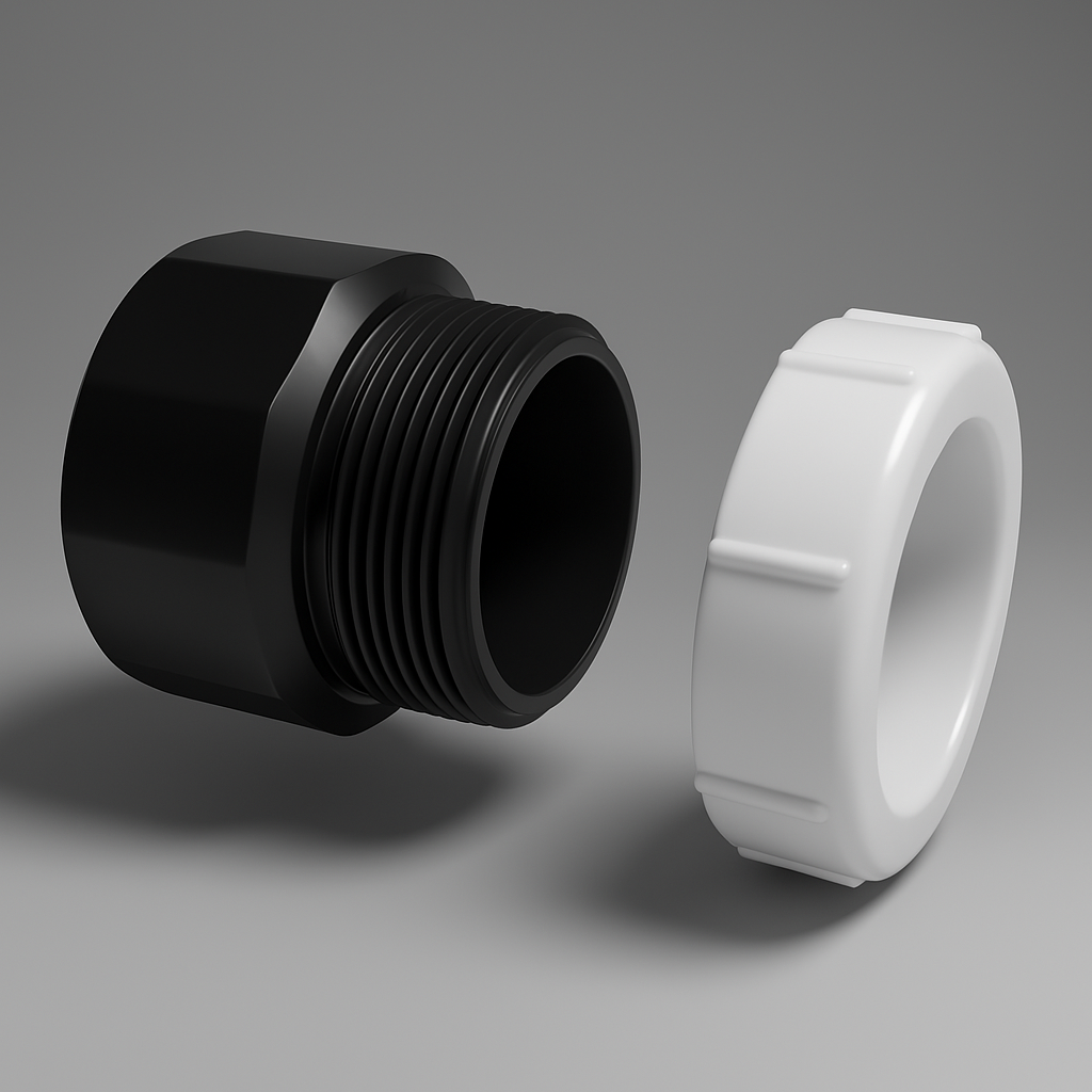LESSO ABS Trap Adapter — Hub × Slip-Joint with Nut DWV, cUPC Certified