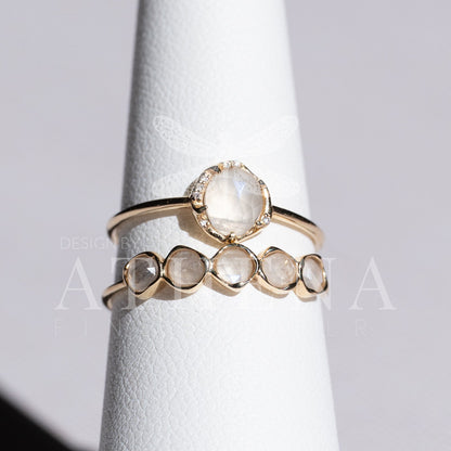 Moonstone Solitaire Ring in 14K Yellow Gold