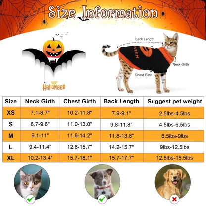 Pumpkin Bat Dog Sweater | Halloween Dog Costume