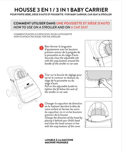 3-In-1 Multifunction Cover For Car Seat, Stroller, And Baby Carrier In Off-White