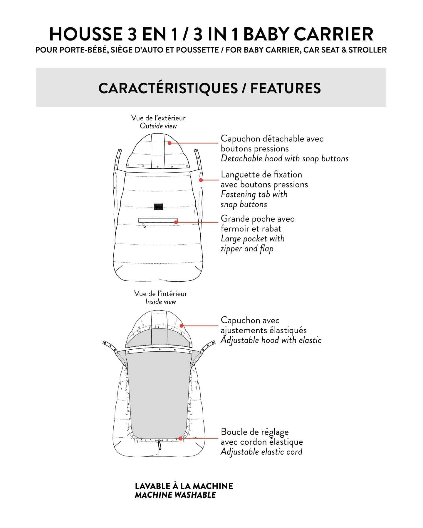 3-In-1 Multifunction Cover For Car Seat, Stroller, And Baby Carrier In Off-White