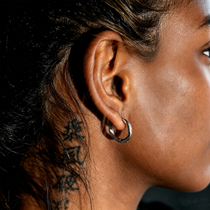 ABIR Silver (White Gold): Subtle Twist Hoop Earrings