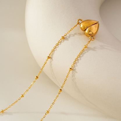ABNA Gold: Together Forever Beaded Necklace – Separable Magnetic Mini Heart Pendant
