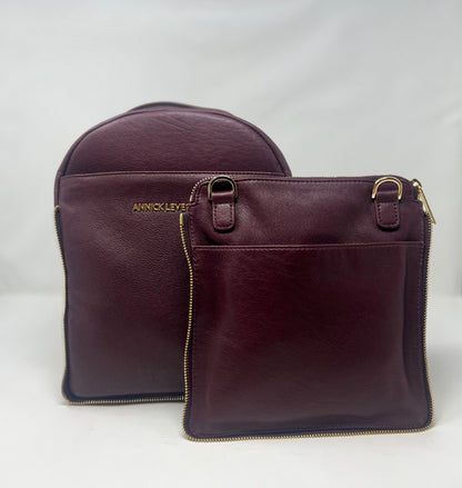 Sac à dos en Cuir Aubergine, Alice