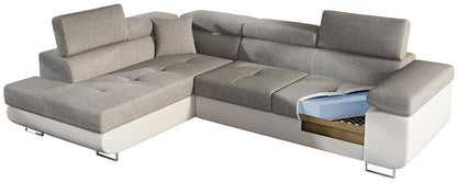 Anton Two-Tone Storage Sleeper Sectional Sofa - Grey/Black