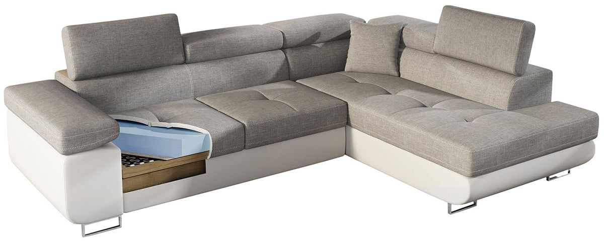 Anton Two-Tone Storage Sleeper Sectional Sofa - Grey/Black