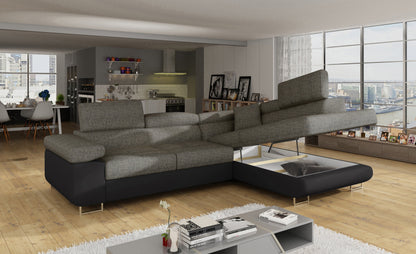 Anton Two-Tone Storage Sleeper Sectional Sofa - Grey/Black