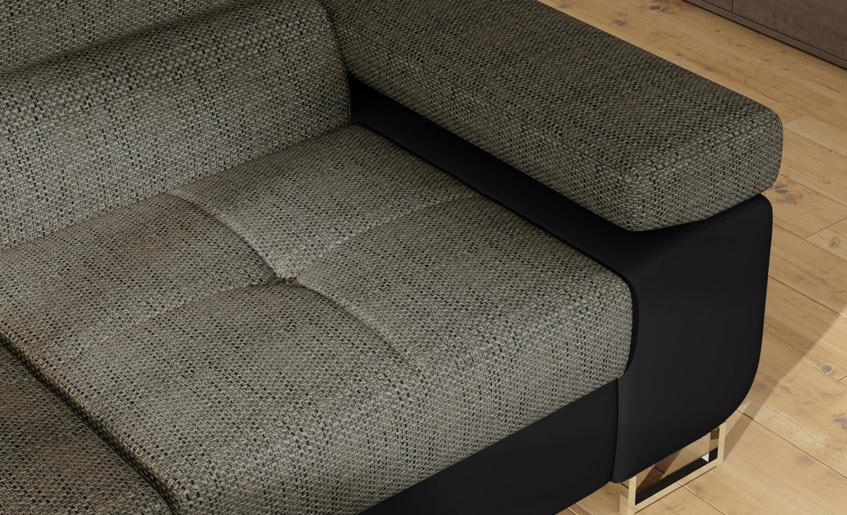 Anton Two-Tone Storage Sleeper Sectional Sofa - Grey/Black