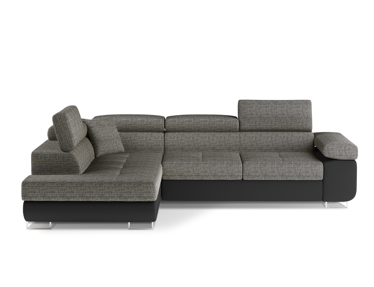 Anton Two-Tone Storage Sleeper Sectional Sofa - Grey/Black