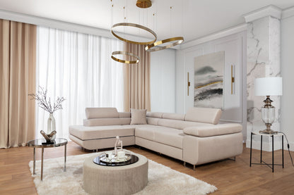 Anton Storage Sleeper Sectional Sofa - Beige