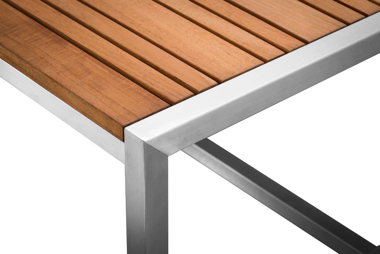 Pine Stainless Steel & Teak Outdoor Sling 2 Chairs Bistro Set - AURABAGS SHOP