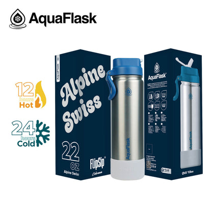 AquaFlask (22oz) Colorwave Flip Sip Isolierte Wasserflasche Doppelwandiger Edelstahl Heiß- & Kaltgetränke
