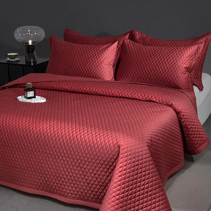 Avignon 3 Pc Light Weight Quilted Comforter Set - Champagne/Dark Grey/Beige/Steel Blue/Burgundy/White/Olive Green/Blush Pink